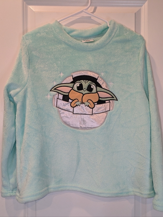 Disney Sweaters - Disney Star Wars Grogu Baby Yoda Plush Fleece Sweatshirt Pajama Top M Mint Green